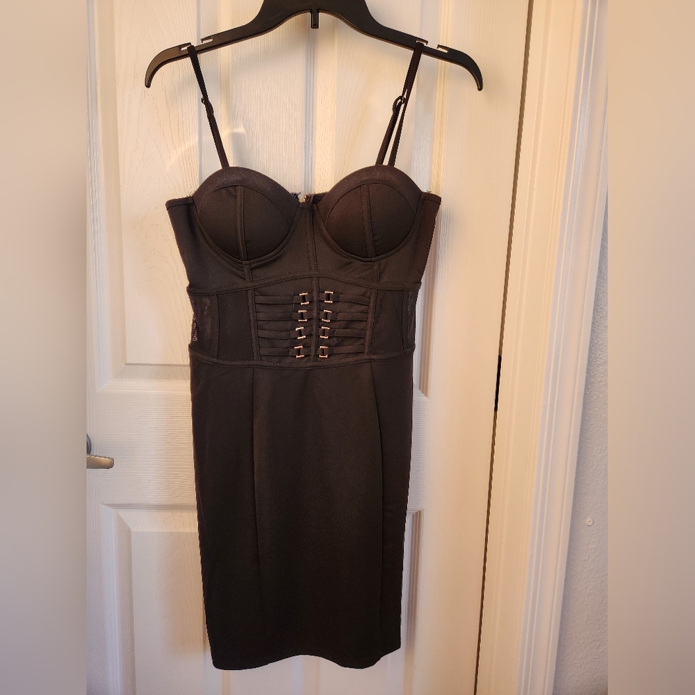Black Mesh Corset Top Dress